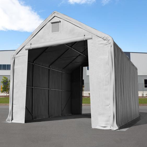 5x10 m hangar, porte 3x3,4 m, PRIMEtex 2300, gris, avec statique (type de sol : terre) - (48670)