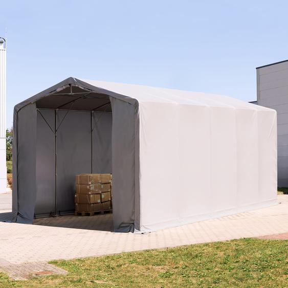 5x10 m hangar, PRIMEtex 2300, H. 4 m avec portes à fermeture éclair, gris, sans statique - (79989)