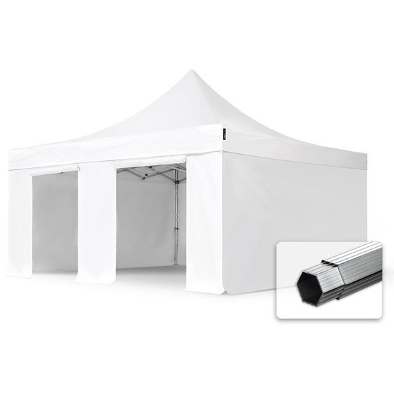 5x5 m Tonnelle pliante Alu, PVC 850, côtés sans fenêtre, blanc - (581989)