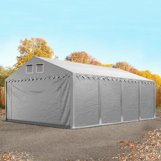 5x8 m tente de stockage, PVC 800, H. 2,6 m, gris, avec statique (type de sol : terre) - (57668)