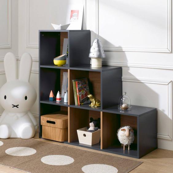 6 Cases De Rangement Effet Bois En Escalier Tom & Apolline Ardoise