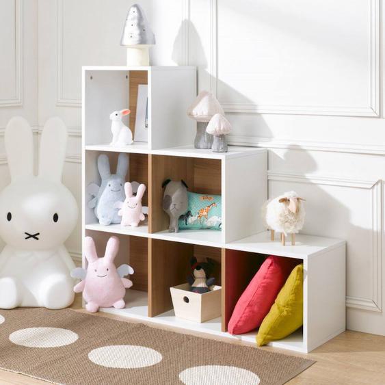 6 Cases De Rangement Effet Bois En Escalier Tom & Apolline Blanc