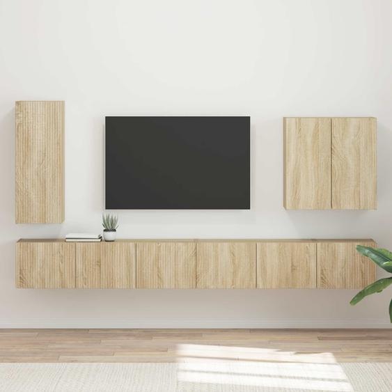 Ensemble de meuble TV mural Montage mural 6 pcs Chêne Sonoma