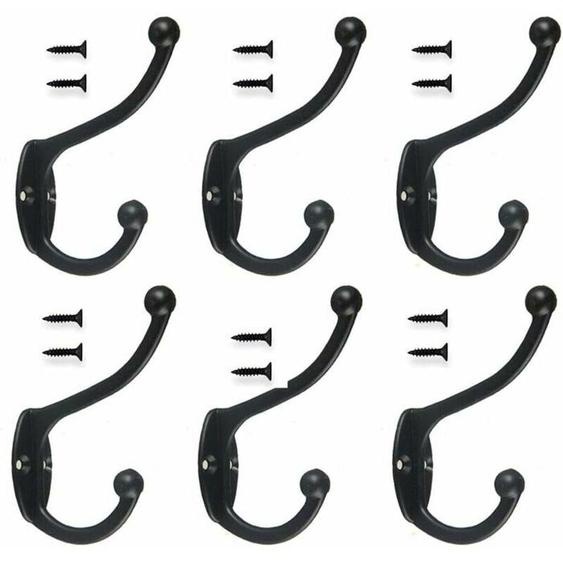 6 pcs crochet patre rtro noir porte-manteau mural vintage pour salle de bain cuisine chambre et entre couleurs multiples YYV
