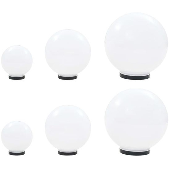 6 pcs Jeu de lampe boule à LED PMMA sphérique 20/30/40 cm