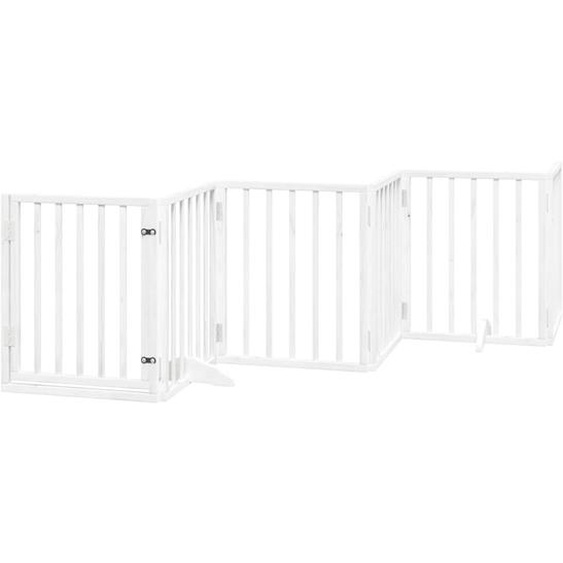 6 pcs. porte pour chien Pliable Blanc 300 cm bois de peuplier