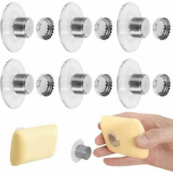 6 porte-savons magnétiques avec ventouses - installation sans perçage pour salle de bain/cuisine/baignoire