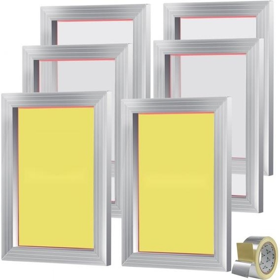 6-SM® - Cadre de sérigraphie en alliage daluminium - 25,4 x 35,6cm - 110 Mesh - Résistant aux acides & Non déformable - Accessoires pour machines à imprimer les taies doreiller, tissus, papier, papier à copier, etc.