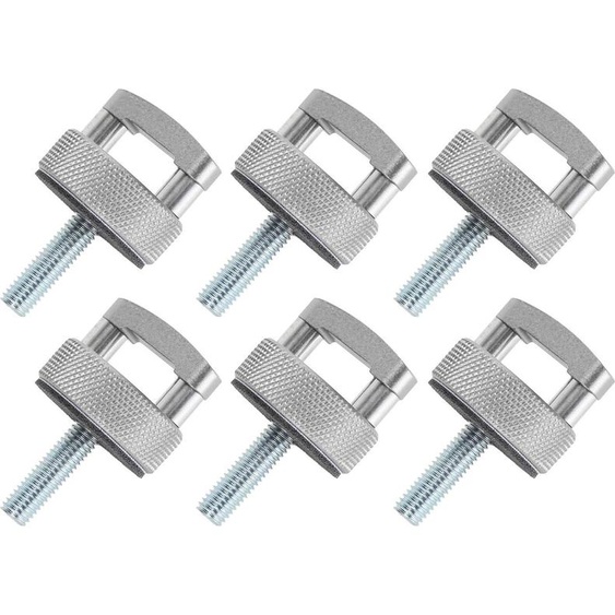 6 vis moletées à démontage rapide en acier, aluminium billeté, conception à anneau en D, vis pour toit rigide pour Wrangler JK JT 2007 à 2018, argent