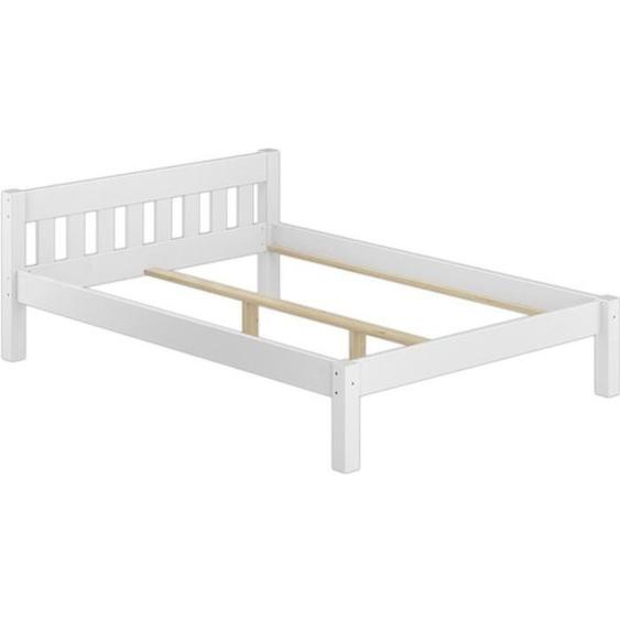60.38-16WoR cadre de lit adulte de charme scandinave en pin massif blanc, surface de couchage 160x200, sans sommier ni matelas