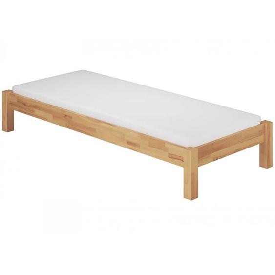 60.84-12M Lit simple style futon en hêtre naturel 120x200 cm avec sommier à lattes en bois et matelas