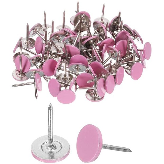 60 chevilles de fixation pour meubles, 11x17 mm, tête plate, couleur rose