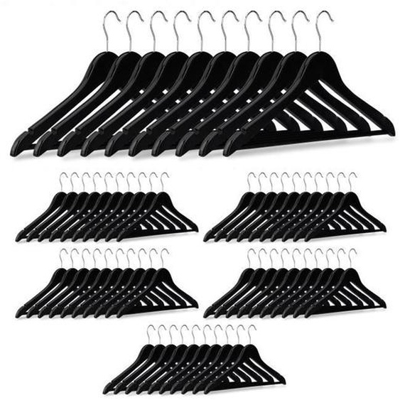 60x Cintres en bois manteaux pantalons robes vêtements 30 pièces crochet rotatif 360° noir