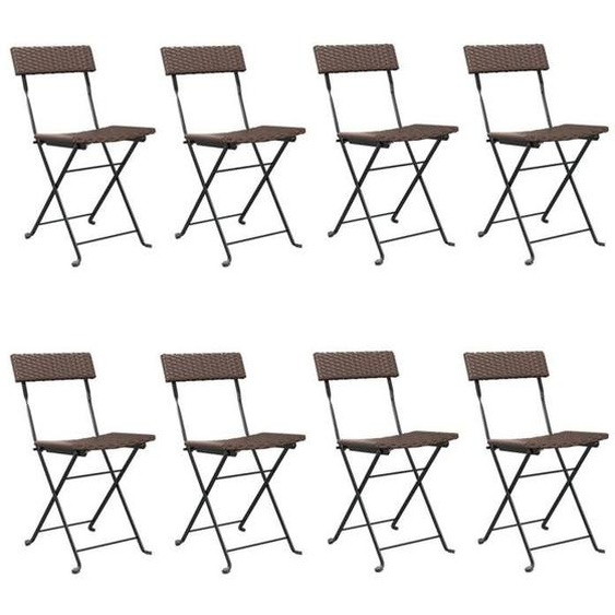 (603957)8 pièces Chaises de bistrot et balcon pliantes Résine tressée et acier - L40 x P45 x H79 cm