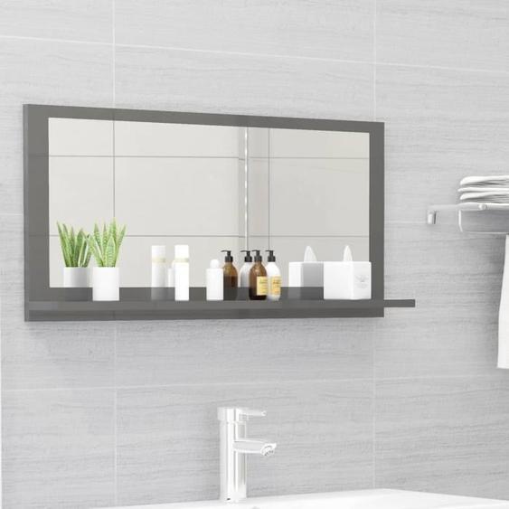 617&{HOME} Miroir de salle de bain Gris brillant 80x10,5x37 cm Aggloméré - 80 x 10,5 x 37 cm NEW