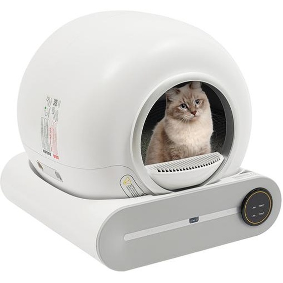 65L Bac à litière automatique 18W intelligent autonettoyant 48*52*50.5cm (Blanc)