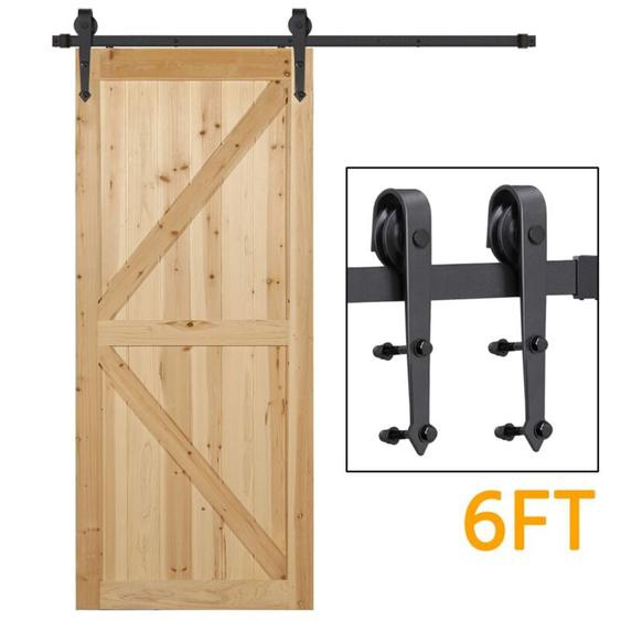 Yaheetech - 6FT/183cm Quincaillerie Kit de Porte Coulissante Rail Porte Suspendu Système de Porte Coulissante Hardware Complet Ensemble Industriel
