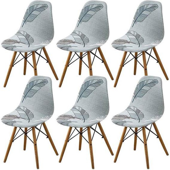 6Pcs Housse de Chaise Scandinaves, Extensible Housse de Chaise de Salle à Manger(fleuri vert)