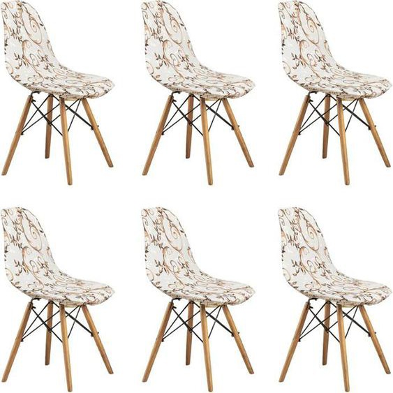6Pcs Housse de Chaise Scandinaves, Extensible Housse de Chaise de Salle à Manger,motif beige élégant