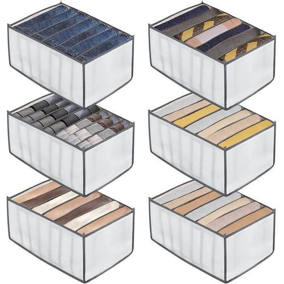 Organisateur de tiroir - Non spécifié - 6Pcs - Tissu non tissé - 7 compartiments - Lavable et pliable