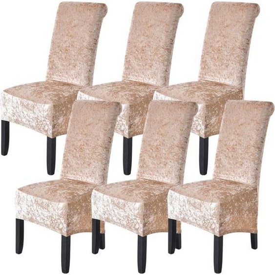6PCS Velours Housses de Chaise XL de Salle à Manger, Grande Housse de Chaise de Salle à Manger, Champagne
