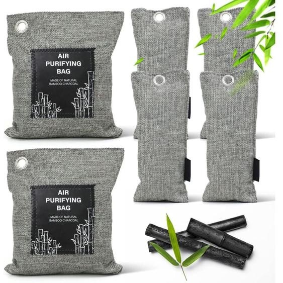 6pcsPurificateur dair, sac désodorisant au charbon de bambou, absorbeur dhumidité, élimine les odeurs de formaldéhyde des chaussures, de la voiture