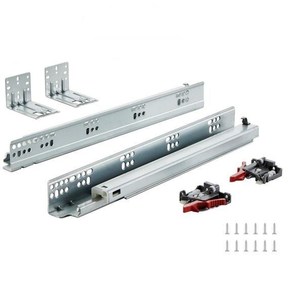 6x - Glissières de tiroir 400 x 61 x 54 mm - Glissières à extension 45,4 kg (statique) / 36,3 kg (dynamique) - Glissières Soft-Close pour tiroirs à extension totale - Système de glissières pour tiroirs en acier au carbone