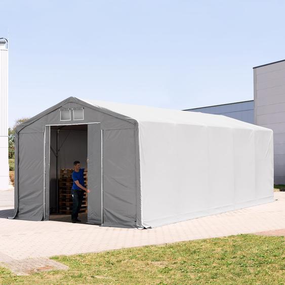 6x10 m hangar, PVC 850, H. 3 m avec porte coulissante, gris, sans statique - (79901)