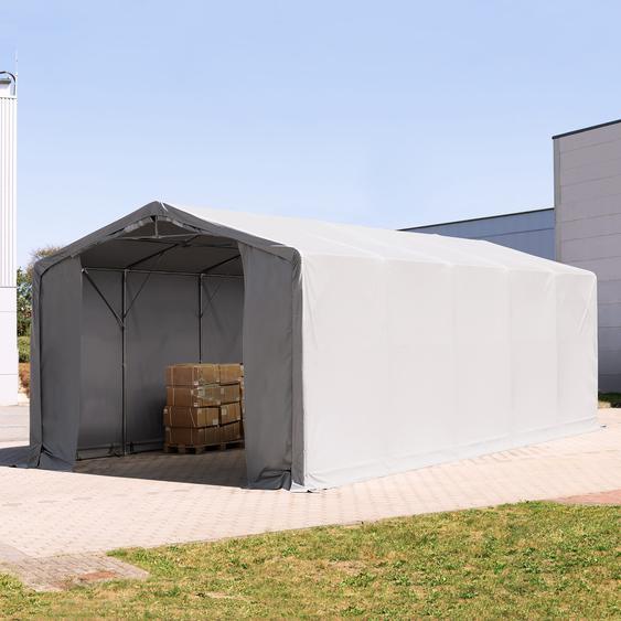 6x10 m hangar, PVC 850, H. 3 m avec portes à fermeture éclair, gris, avec statique (type de sol : terre) - (93878)