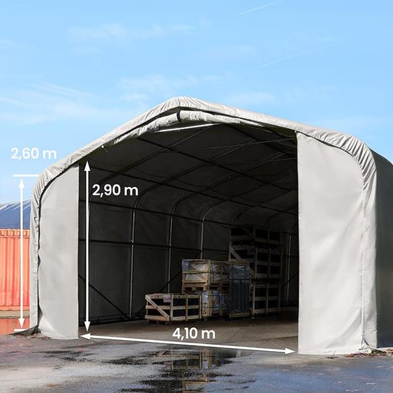 6x12 m hangar, porte 4,1x2,9 m, toile PRIMEtex 2300, gris, avec statique (type de sol : béton) - (49440)