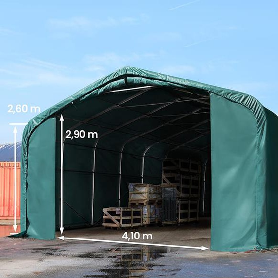 6x12 m hangar, porte 4,1x2,9 m, toile PRIMEtex 2300, anti-feu, vert foncé, sans statique - (49513)