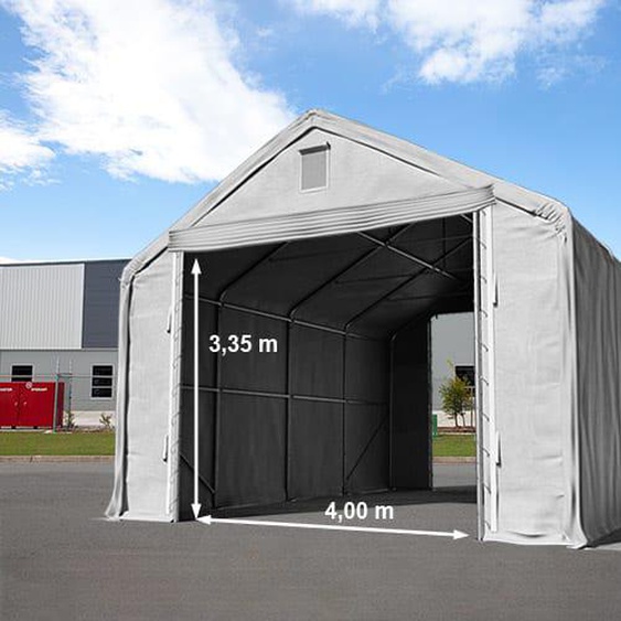 6x12 m hangar, porte 4x3,35 m, PRIMEtex 2300, gris, avec statique (type de sol : béton) - (48848)