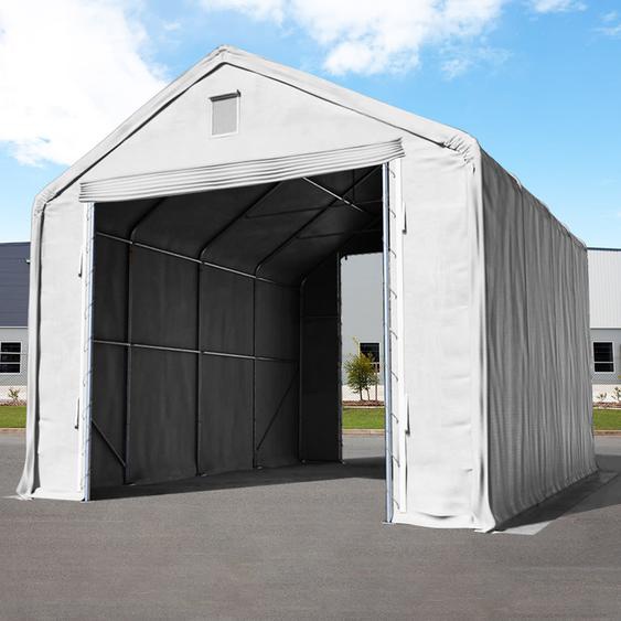 6x12 m hangar, porte 4x3,9 m, PRIMEtex 2300, gris, avec statique (type de sol : terre) - (48675)