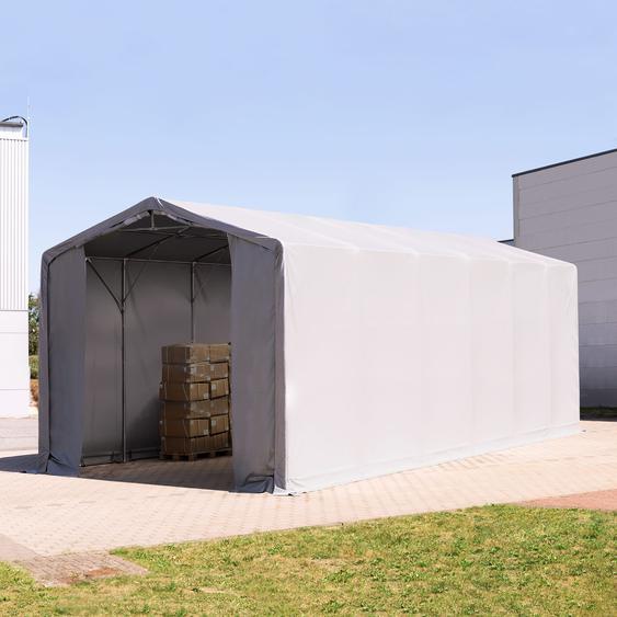 6x12 m hangar, PRIMEtex 2300, H. 4 m avec portes à fermeture éclair, gris, sans statique - (79998)