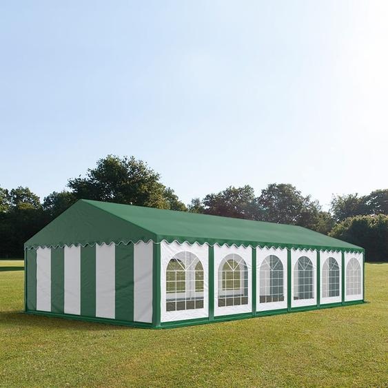 6x12 m tente de réception, PVC 750, H. 2 m, vert-blanc - (7164)