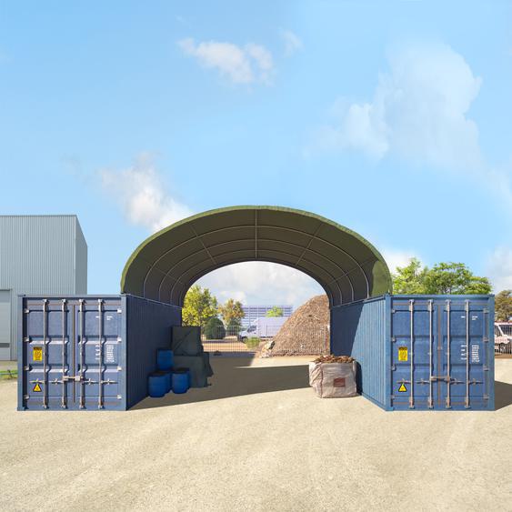 6x6 m Abri monté sur containers, PRIMEtex 2300, vert foncé - (12123)