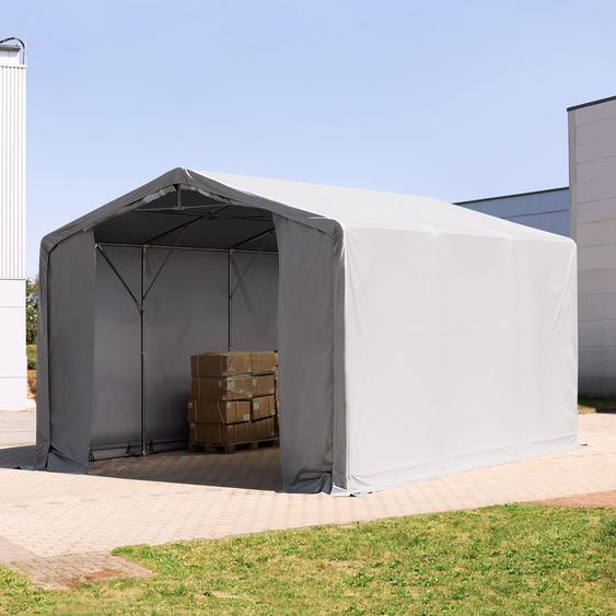 6x6 m hangar, PVC 850, H. 3 m avec portes à fermeture éclair, gris, avec statique (type de sol : terre) - (93872)