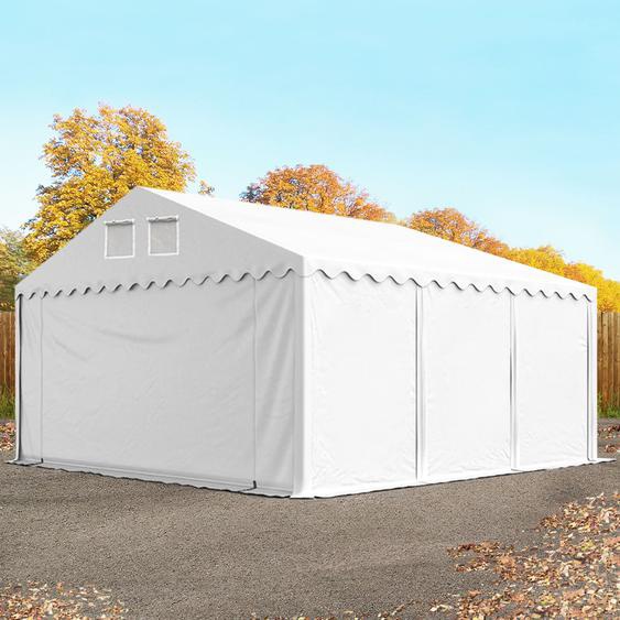 6x6 m tente de stockage, PVC 800, H. 2,6 m, blanc, avec statique (type de sol : terre) - (57716)
