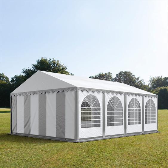 6x8 m tente de réception, PVC 800, H. 2 m, gris-blanc - (8906)