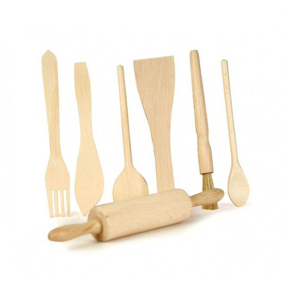 7 Ustensiles De Cuisine En Bois Beige