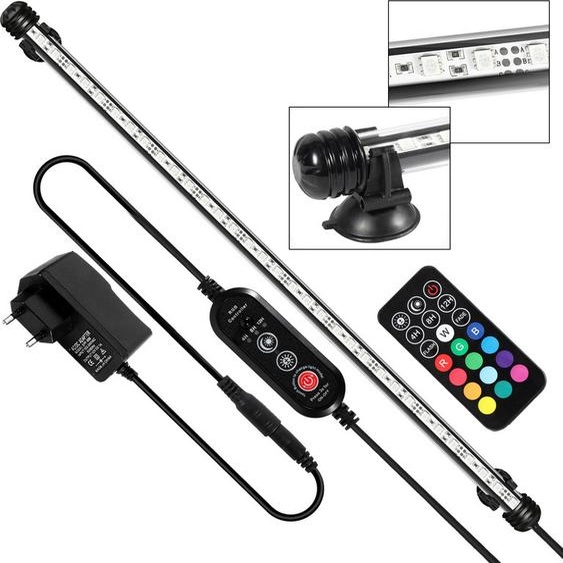 73cm LED éclairage daquarium IP67 résistant à leau Lumière RVB Lampe à poser Variable Réservoir à poissons Lampe subaquatique