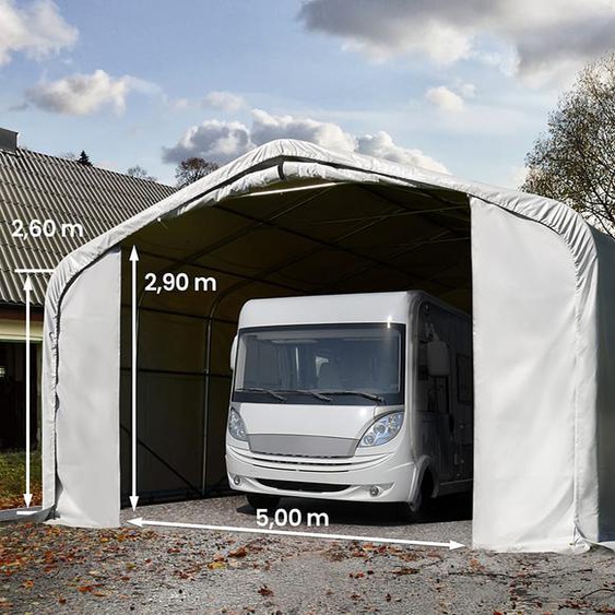 7x21 m, Tente garage de stockage, PVC 850, porte 5,0x2,9 m, gris, sans statique - (99499)