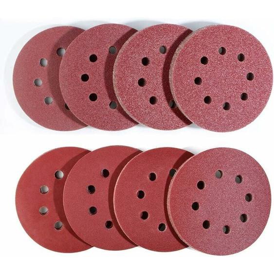 80 Pièce Disques de Ponçage à fixation en Ponceuse excentrique, (Ø125mm Set de papier à poncer), 10 x 40/60/80/120/180/240/320/400 pour Ponceuse