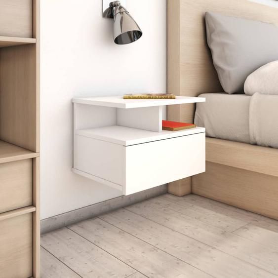 800406  Tables de chevet flottantes 2 pcs Blanc Bois ingénierie