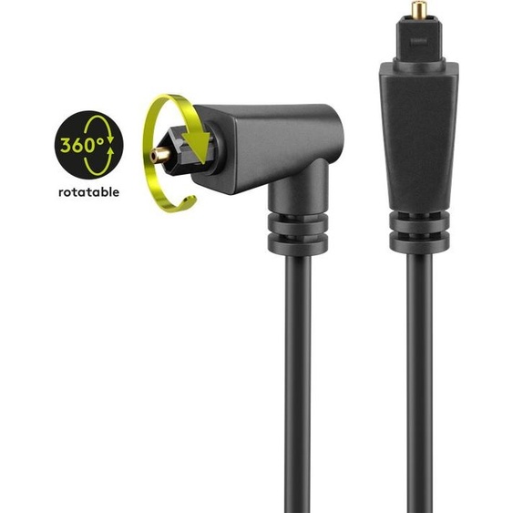 80x Goobay 41595 Câble Toslink coudé et pivotant, 2 m, noir - Toslink mâle  90° Toslink mâle