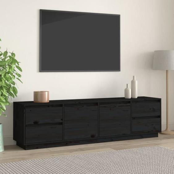 814323  vidaXL Meuble TV Noir 176x37x47,5 cm Bois de pin massif