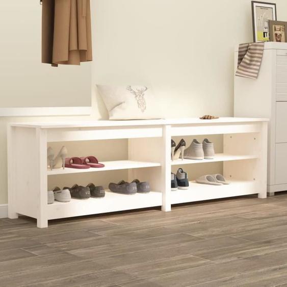821725  vidaXL Banc à chaussures Blanc 160x36,5x50 cm Bois de pin massif