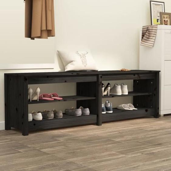 821728  vidaXL Banc à chaussures Noir 160x36,5x50 cm Bois de pin massif