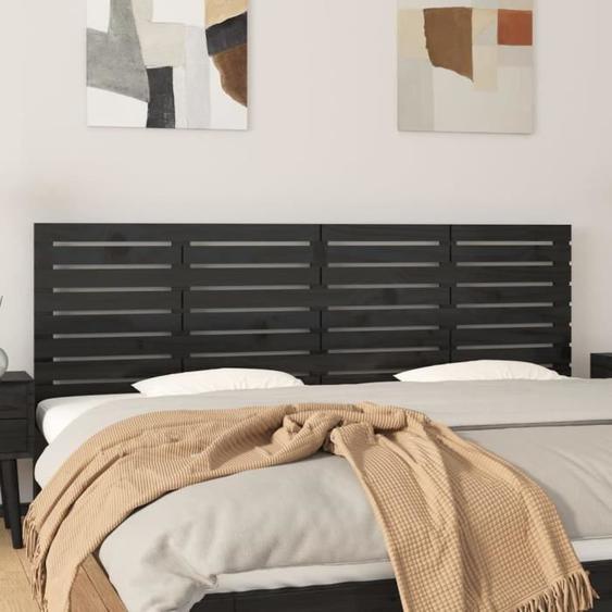824752  vidaXL Tête de lit murale Noir 166x3x63 cm Bois massif de pin