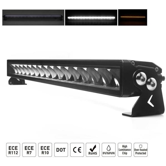 84,5 cm / 32 pouces 12 V - 24 V Barre LED / projecteur LED haut de gamme avec feux de jour/de position (DRL) blancs et orange..